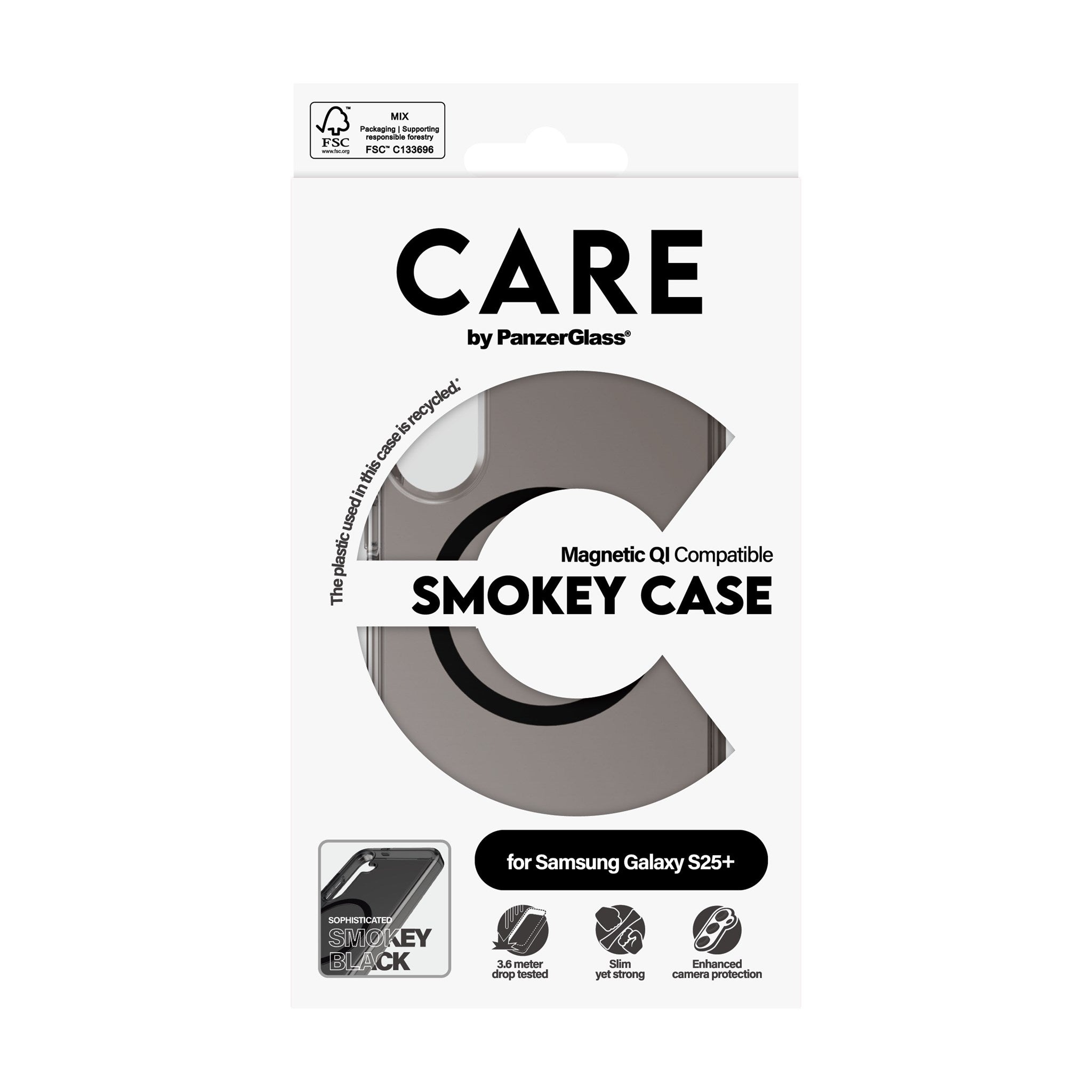 CARE by PanzerGlass® Flagship Case Urban Combat Smokey w. Black Qi Compatible Samsung Galaxy S25+